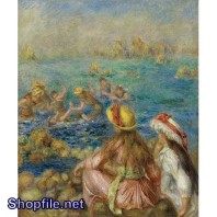 Tranh sơn dầu mọi người bơi lội